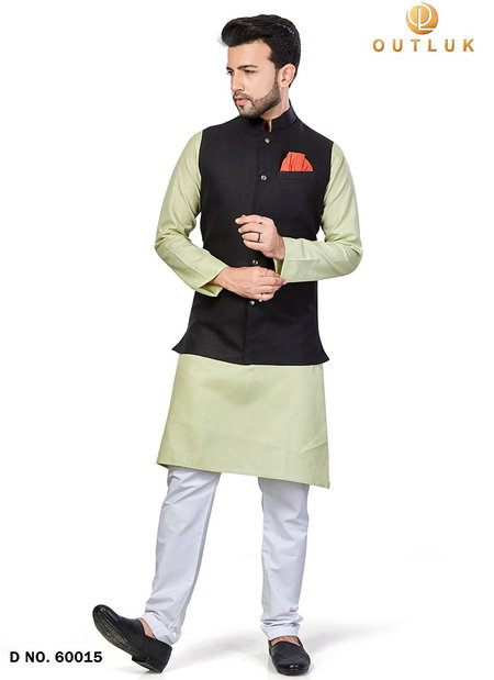 Black Outluk Vol 60 New Festive Wear Kurta Pajama With Jacket Mens Collection 60015
